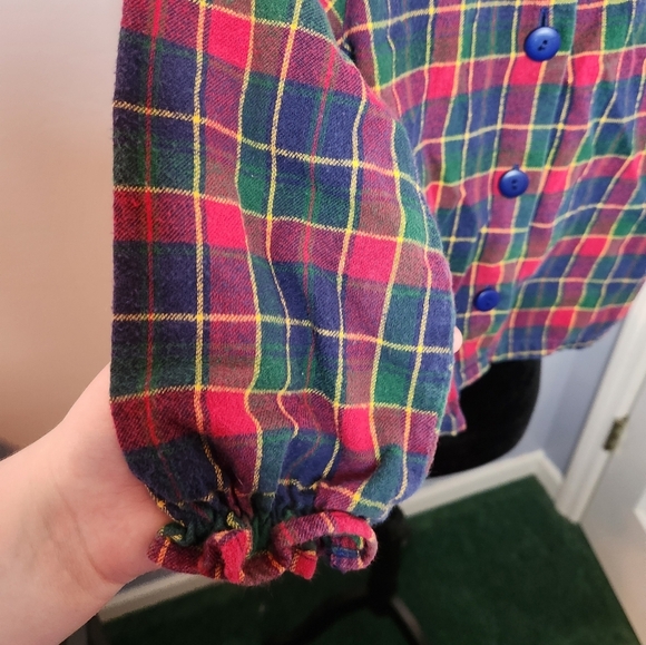 Healthtex Size 5 Girls Kids Plaid/Button Down Ruffled Collar Colorful - Picture 2 of 7